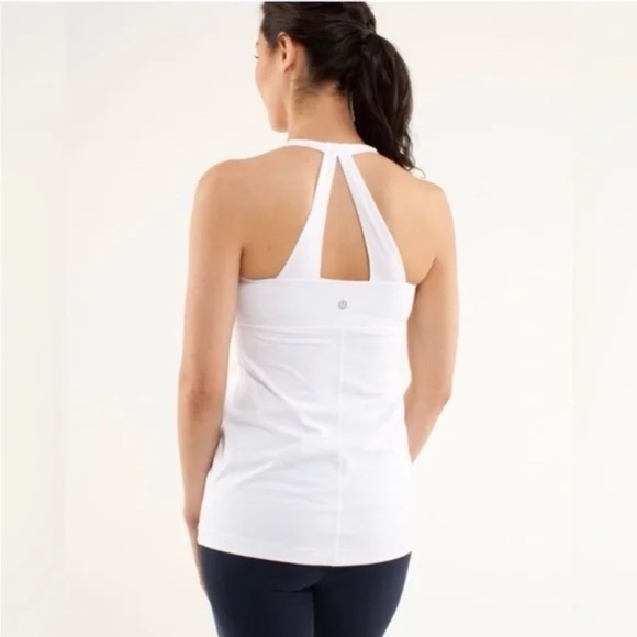 Lululemon White Scoop Me Up Tank Shelf Bra No Pads Luon - Size 12 - Picture 4 of 16